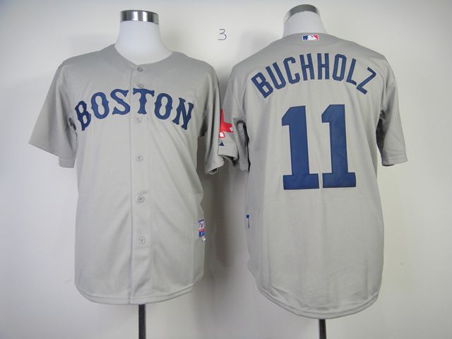 Men Boston Red Sox #11 Buchholz Grey MLB Jerseys